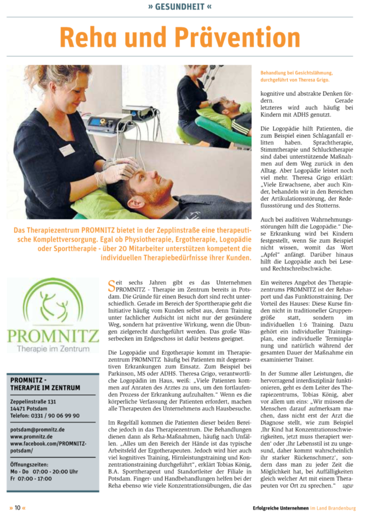 Hier finden Sie die Pressemitteilung im Blickpunkt Potsdam über unser Reha und Präventionsangebot